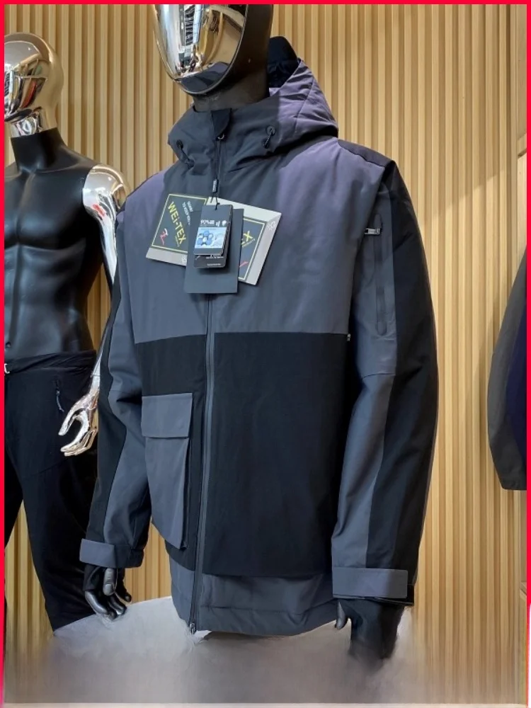 

Italian Luxury Men's Thiened down Jaet Skiing Hooded Sports Outerwear Waterproof Windproof Polyester Fiber Zipper Closure