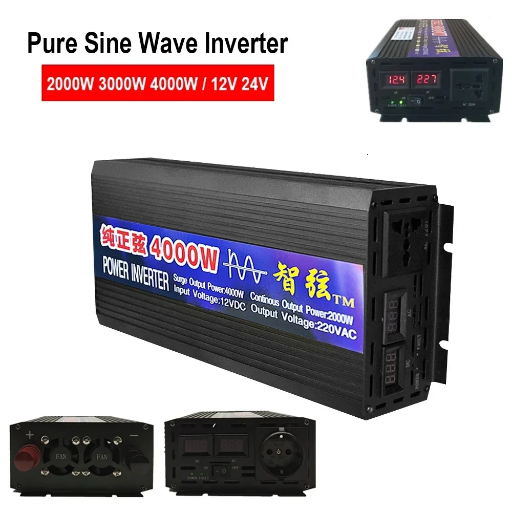 

Pure Sine Wave Inverter 220V 12V 220V 24V Voltage Transformer Car Power Solar Energy Inverter 2000W 3000W 4000W Pure Sine Wave