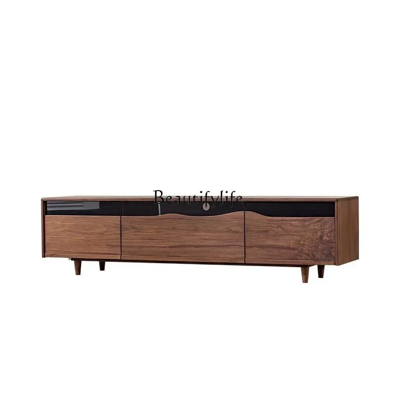 

LXNorth American black walnut TV cabinet modern simple living room all solid wood audio-visual cabinetSSS