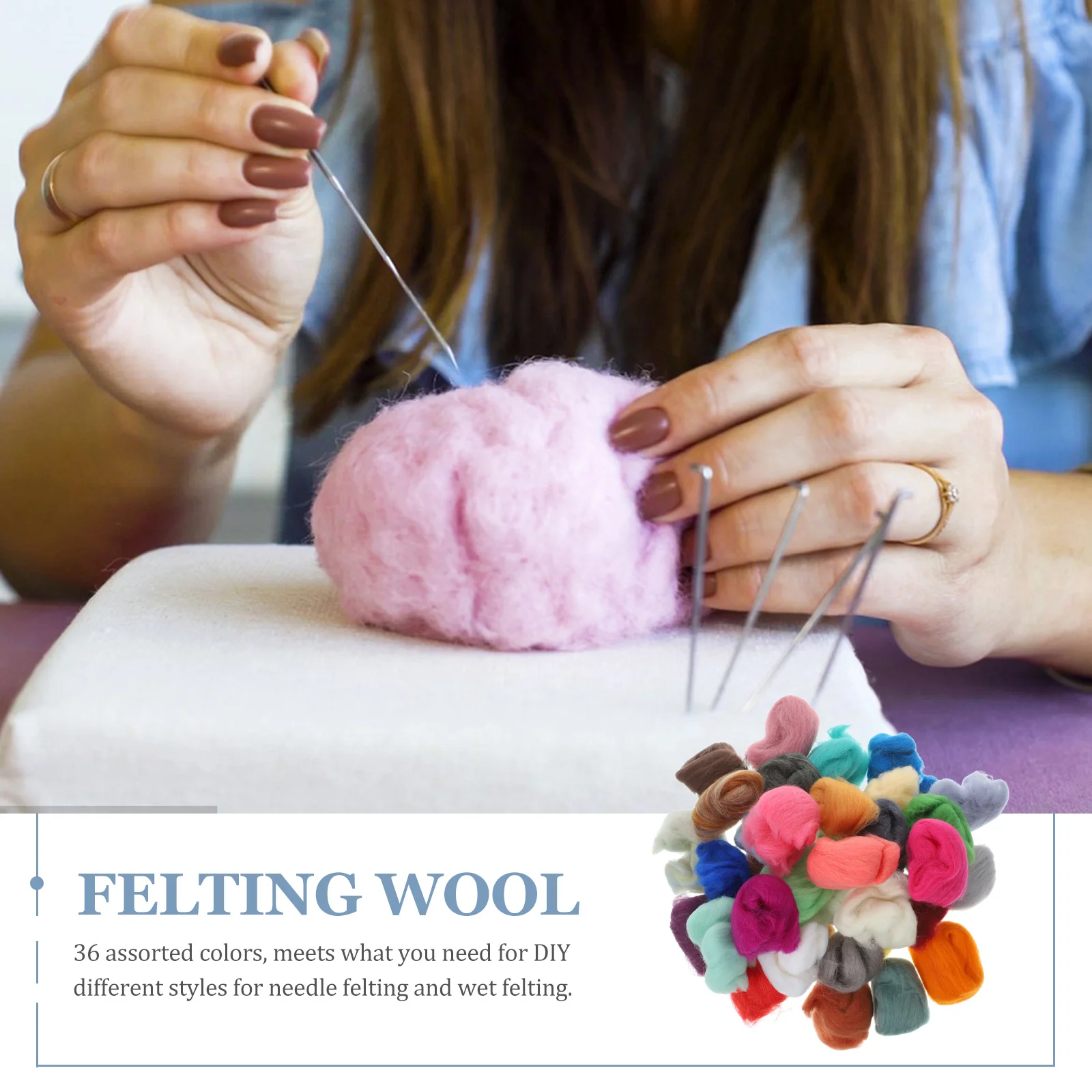 

Chunky Merino Wool Felt Yarn Craft Kit for Beginners Crochet Knit Blanket Making Soft Australian Fiber 100g Bulk Supply