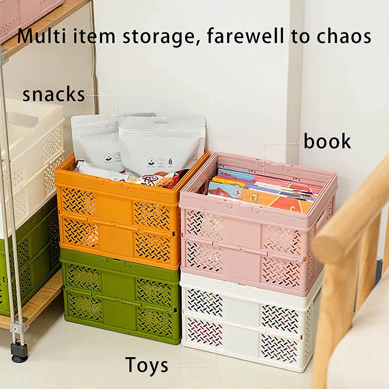 HOT Foldable Plastic Storage Box Collapsible Crate Case Desktop Holder Cosmetic Storage Basket Home Office Organizer Container