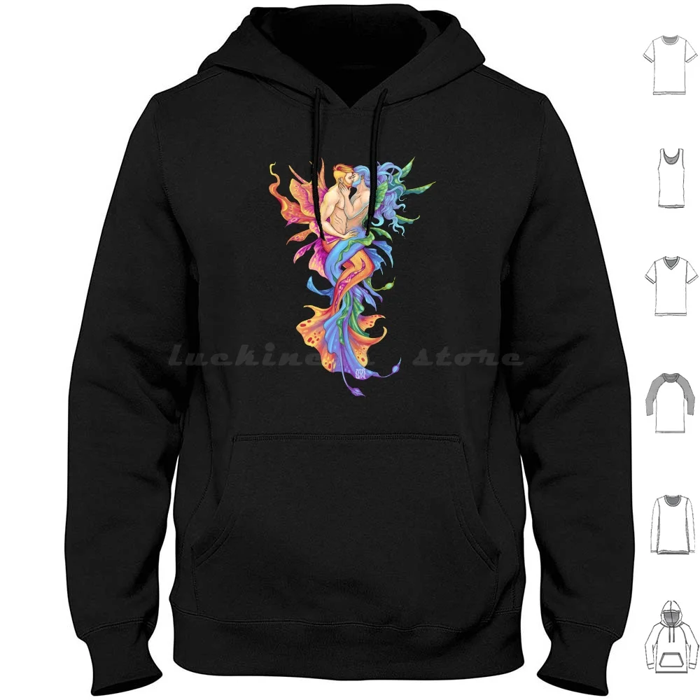 Underwater Kiss Hoodies Long Sleeve Merman Kiss Fantasy Art Love Mr Gabriel Marques Mrgm Pride Kiss Pride Month