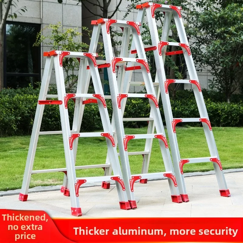 Heavy Duty Aluminum A Frame Ladder Household Folding Double Sided Multi Function Ladder Foldable Thick Folding Stairs