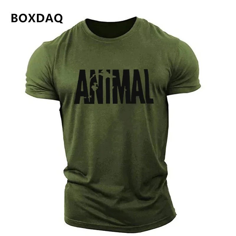 Short Sleeve Casual Fitness Sporty Tops Tee Animal Letter English 3D Print T Shirt 6XL Plus Size Men\'s Clothing Sports T-Shirts