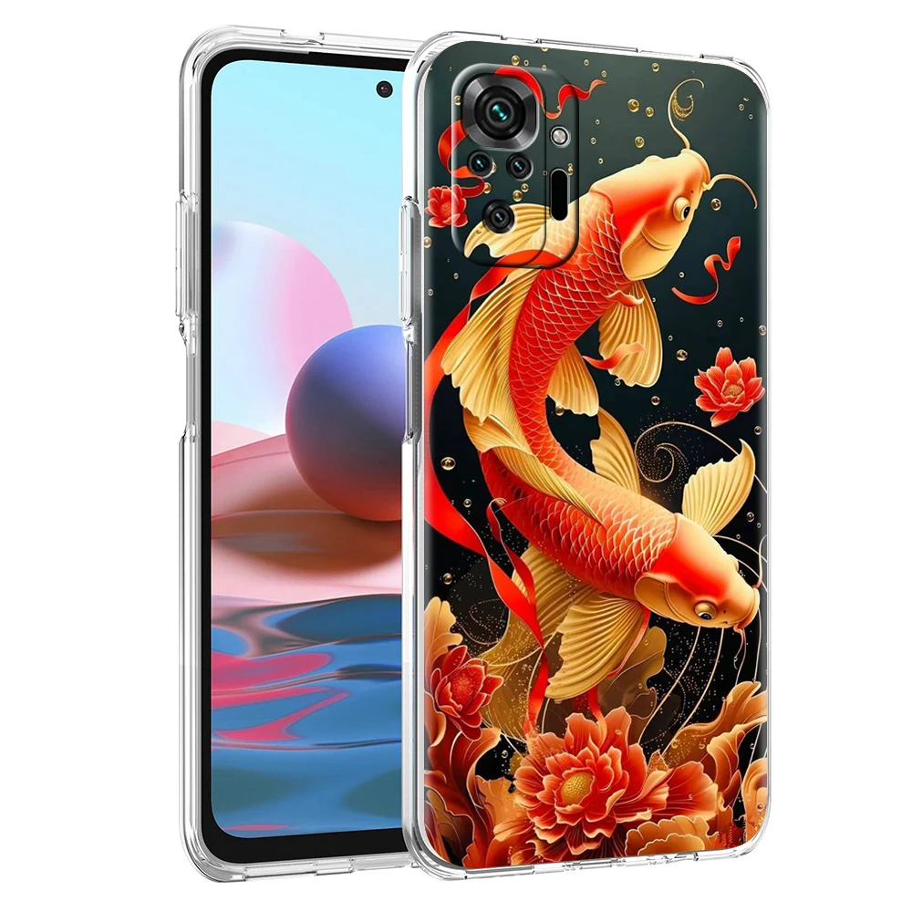 Cartoon Fish Phone Case Cover for Redmi Note 10 11 11T 7 8 8T 9 K40 Gaming 9A 9C Pro Plus Transparent Soft Shell Capas Bags TPU