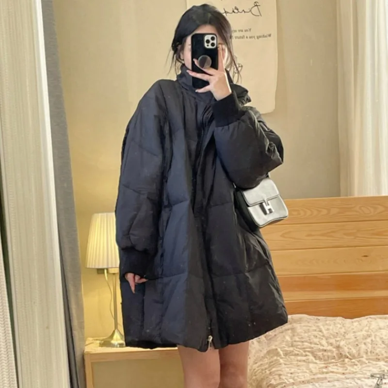 

New 2025 Women's Long down Cotton Jaet Loose Casual Mid-Length Korean Sle Winter Faionable Outerwear Coat