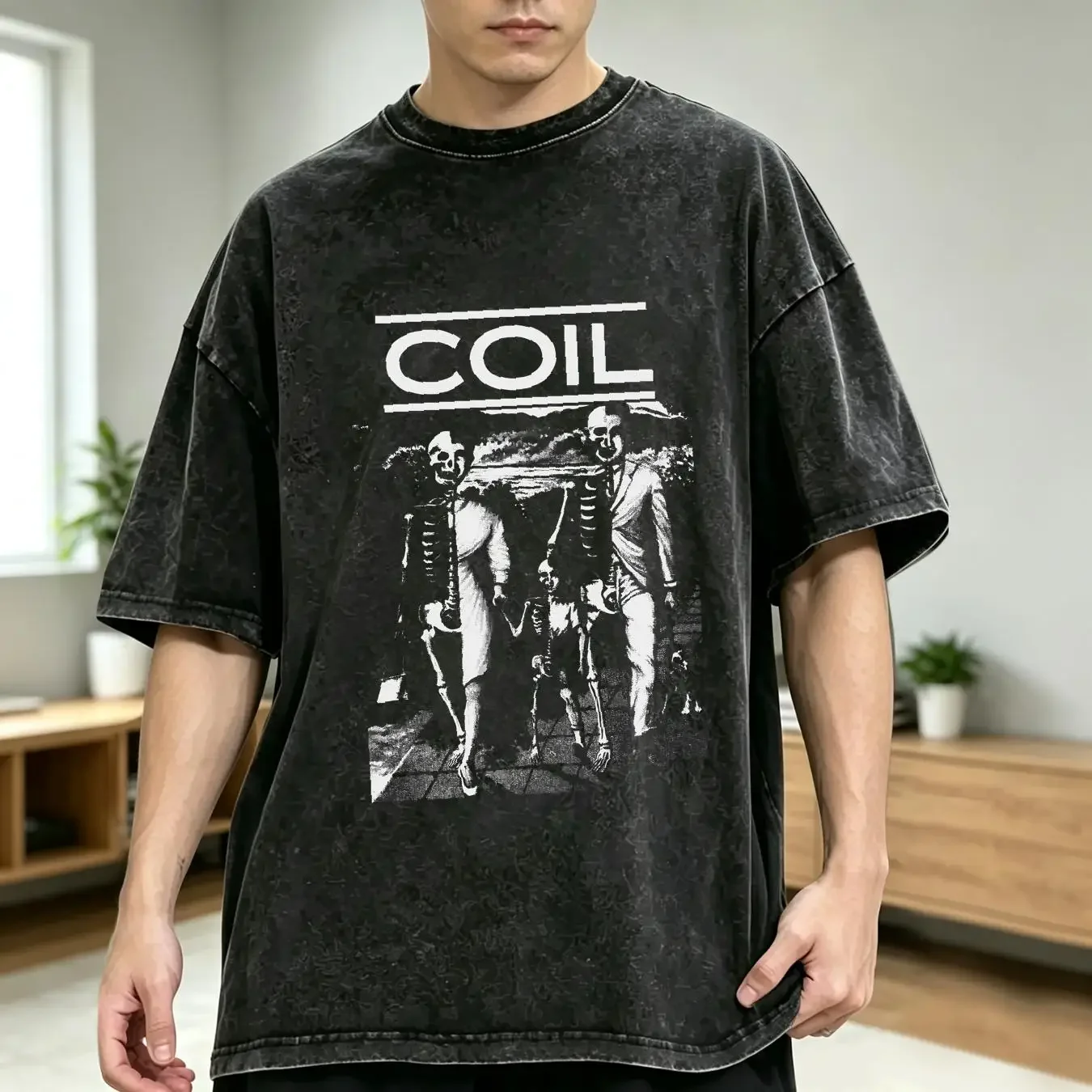 washed T Shirt Coil Unnatural History 1990 Noise 90s Vintage XL long or short sleeves vintage Washed Versatile Slightly