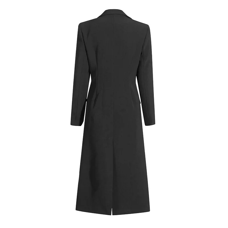 Giacca a vento in lana sottile di alta qualità autunno manica lunga nuovo stile elegante bianco nero fibbia cappotto lungo per le donne