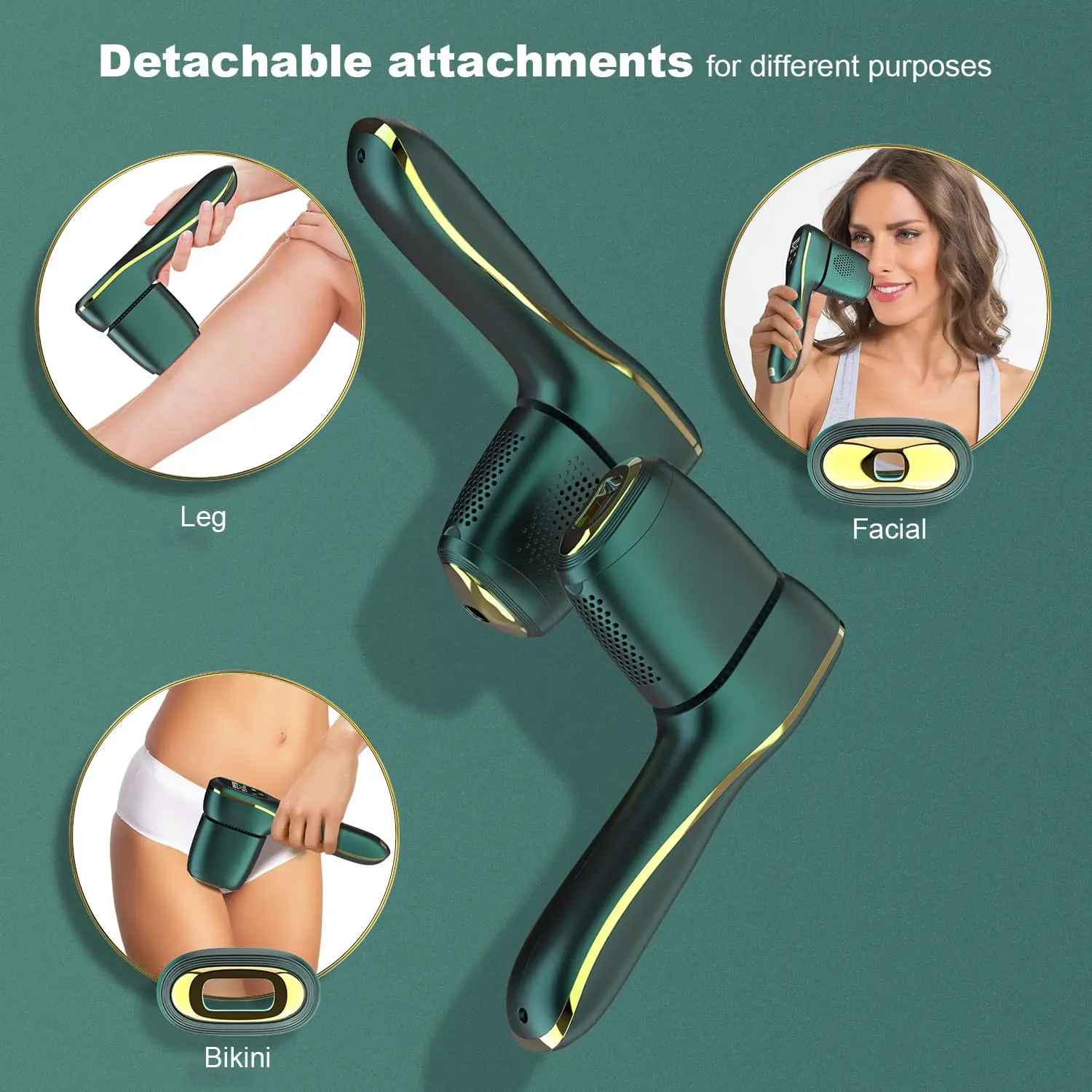 IPL Hair Removal Device Cooling Painless Technology At-Home Hair Remover Machine for Women and Men Facial Body Bikini Area Use