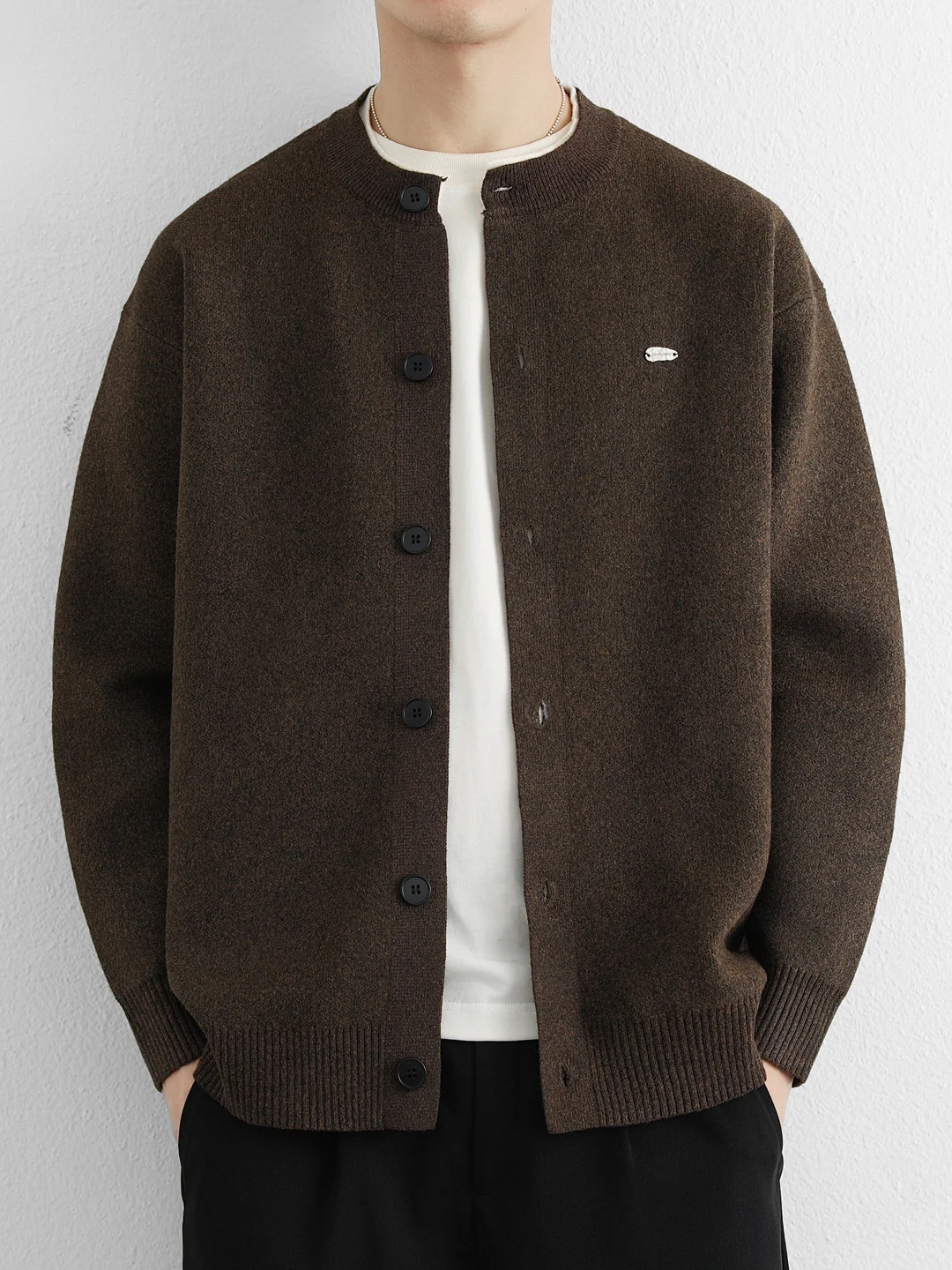 

Loose Fit Knitted Cardigan Casual Sle Button up Men's Sweater Comfortable Spring Faion Outerwear Metal Detail Regular Length