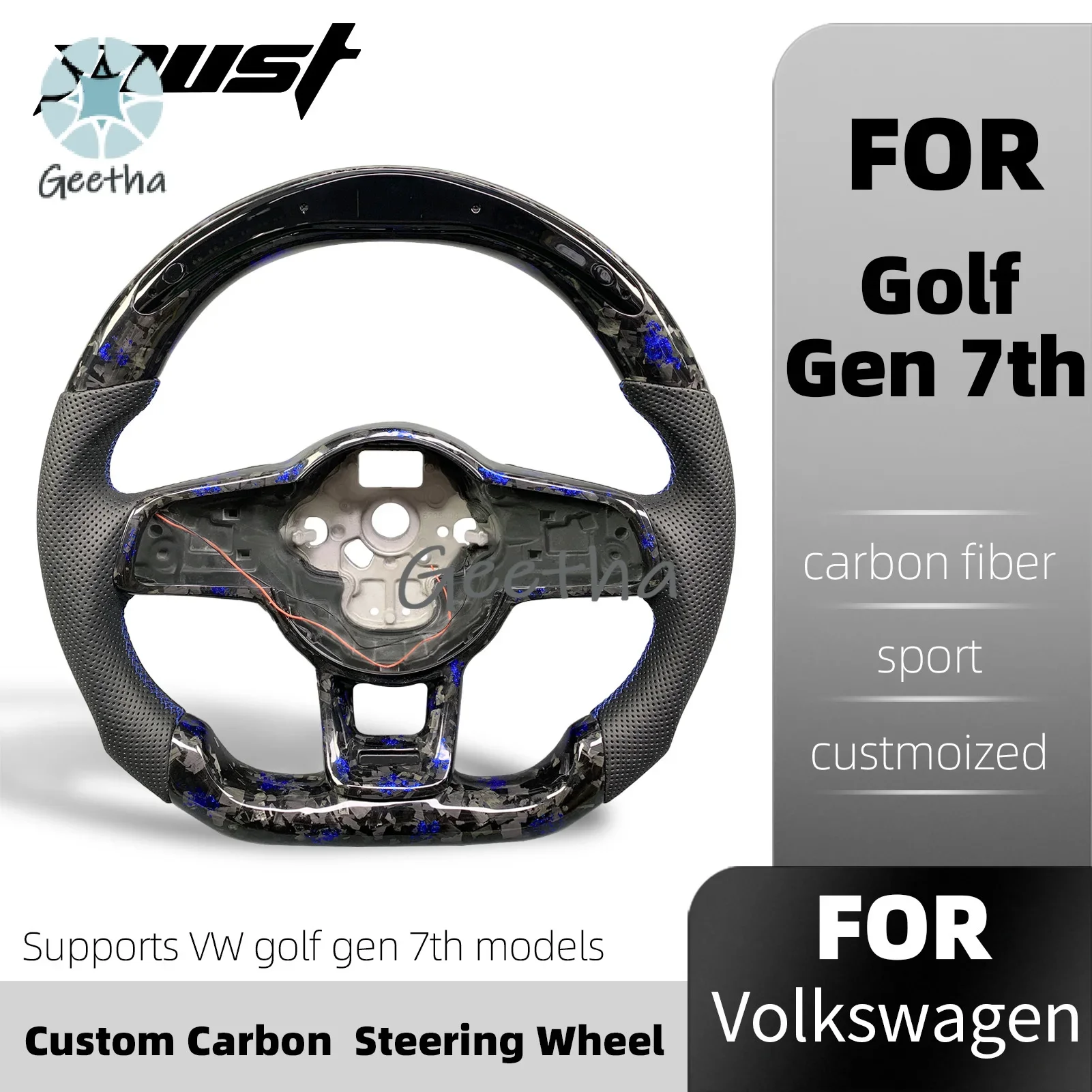 

Customized Forged Carbon Fiber Steering Wheel for Volkswagen Golf 7th 2.0T GTI 2015-2019 Led Rpm Display