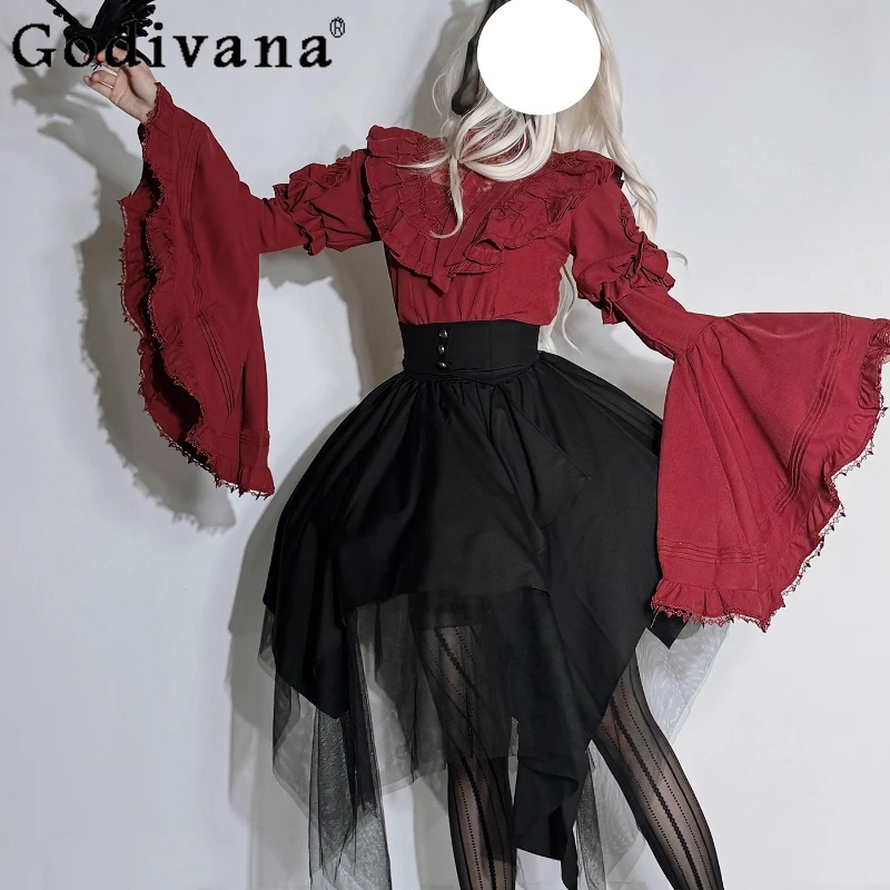 

Halloween Butterfly Lolita Skirt Set for Women Cosplay Sleeve SK Subculture Outfits Female Gothic Style Lolita Skirt Suits
