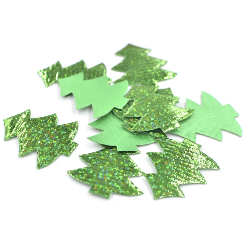 40Pcs 30*34mm Laser Cloth Christmas Tree Patches DIY Clothing Patch Applique DIY Accessory Sewing Supplies