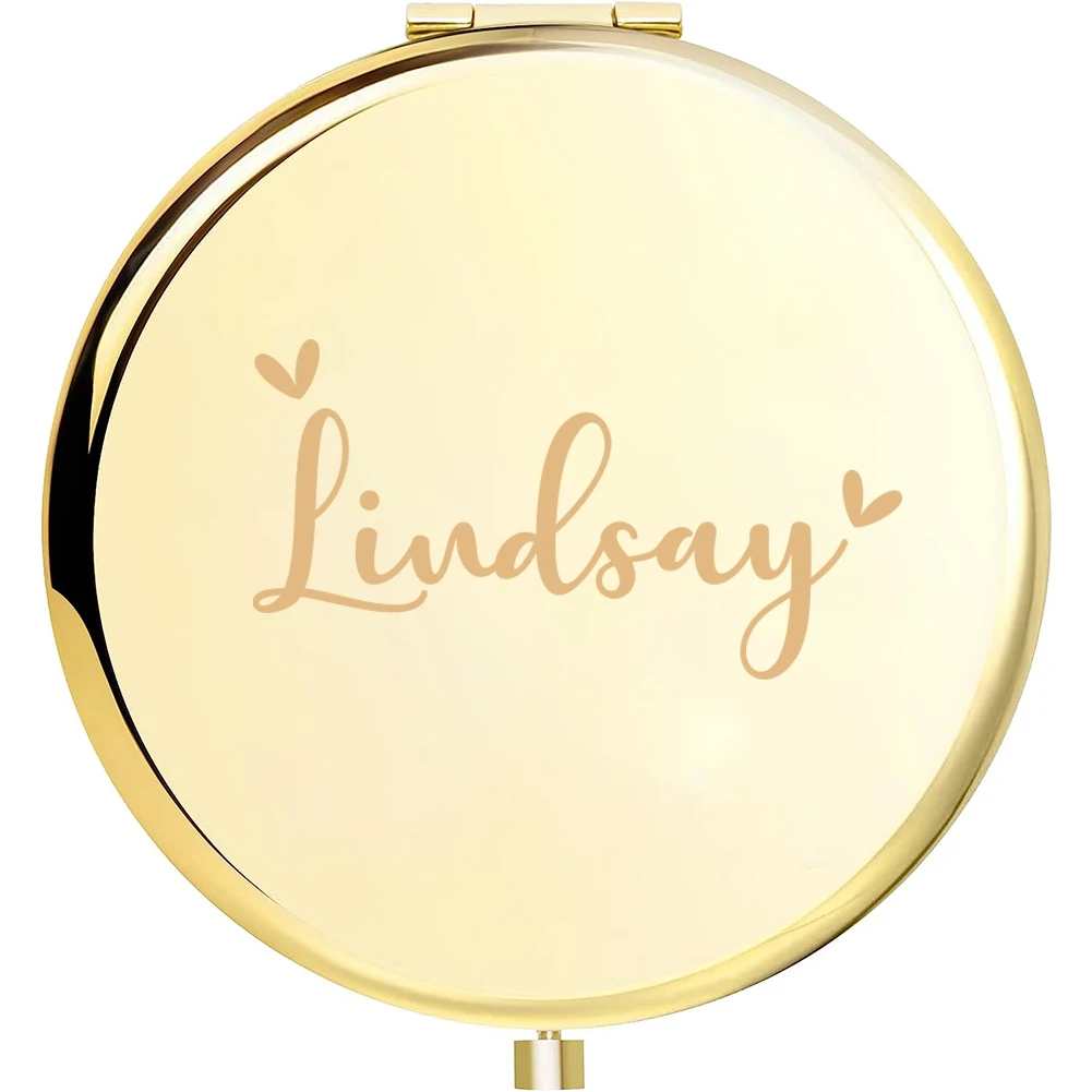 1pc Lovely love Customized Name Pocket Mirror Round Circle Mirror Folding Mirror Makeup Mirror Fold Mirror Wedding Party Gifts
