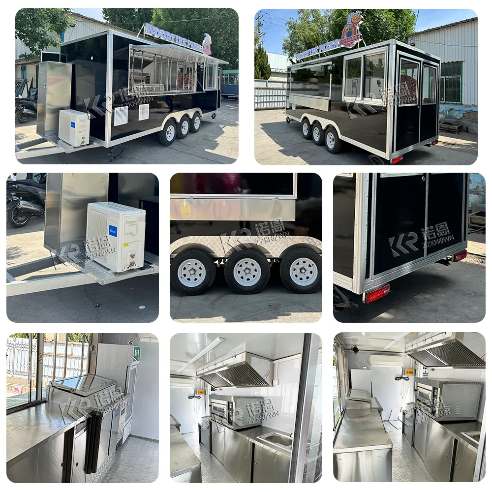 Food Concession Trailer  With Full Kitchen Equipments Hot Dog Cart Catering Stage Mobile Food Trailer