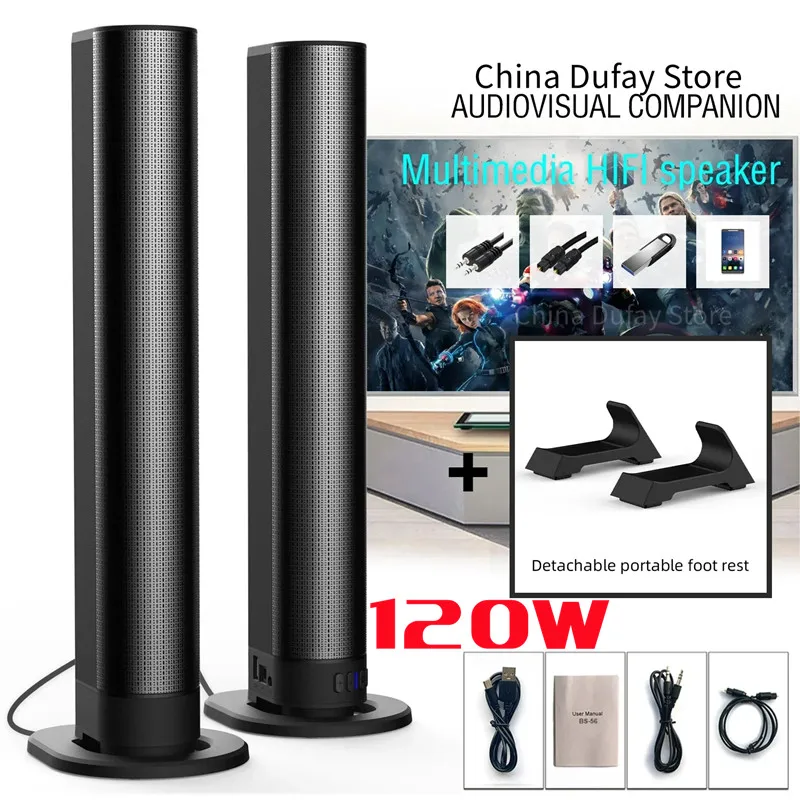 Home Theater Bluetooth Speaker HDMI/AUX/BT/OPT Connection Sound box with 2-in-1 Detachable Sound System FM Radio TV Sound bar