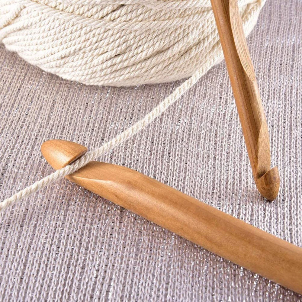 12pcs Bamboo Handle Crochet Hook Knit Craft Knitting Needle Weave Yarn 3-10mm for Handcrafted Knitting Needles Weave Yarn Craft