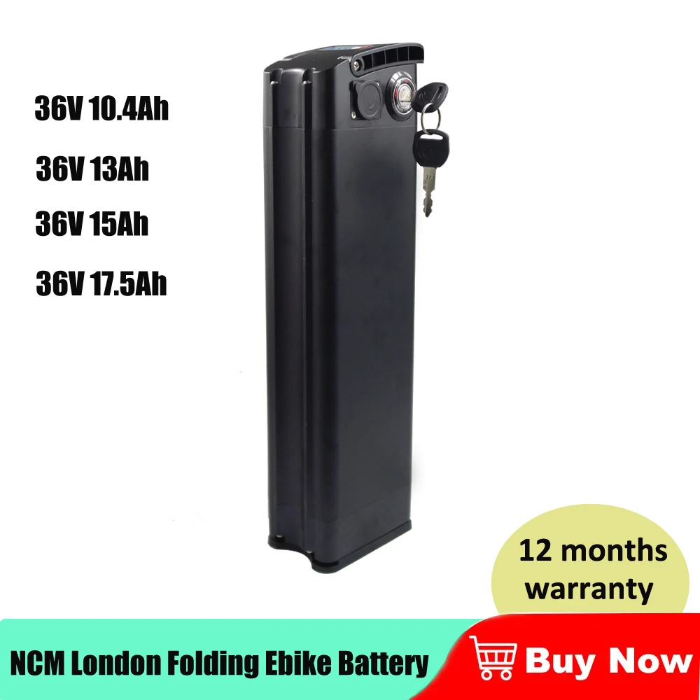 Folding Electric Bike Silver Fish Battery Pack 36V 10.4Ah 13Ah 15Ah 17.5Ah NCM Paris London Ebike Bottom discharge Akku