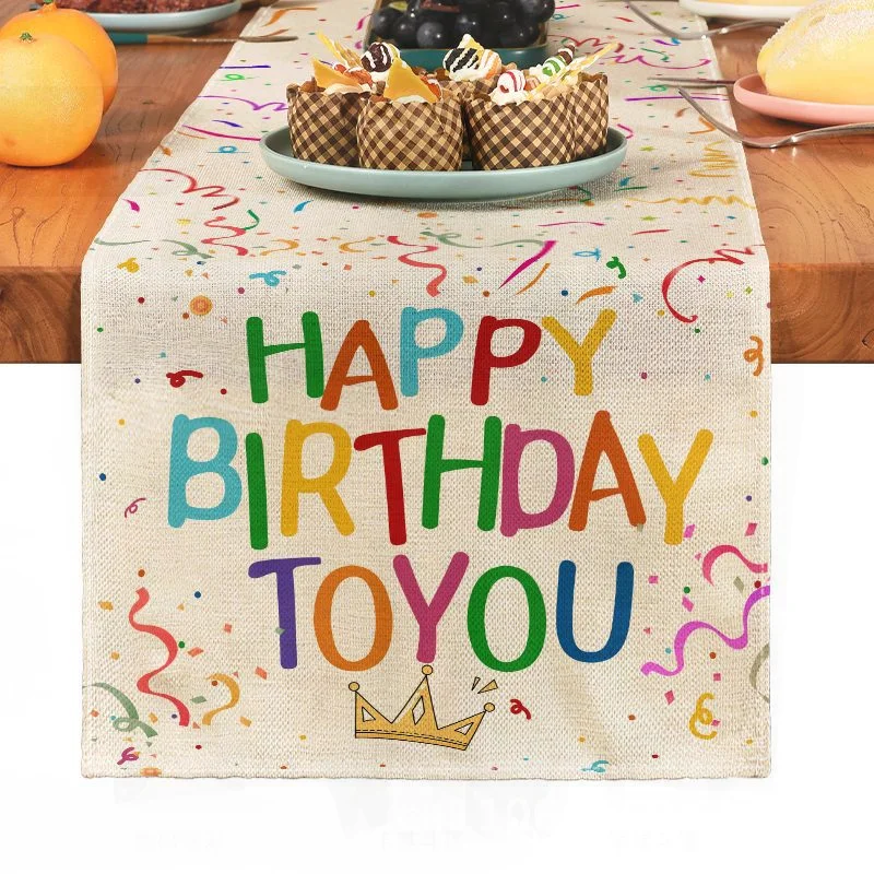 

Linen Table Runner Modern Minimalist Flowers Grass Leaves Pattern Decorative Fabric for Birthday Party Coffee Table TV Cabinet