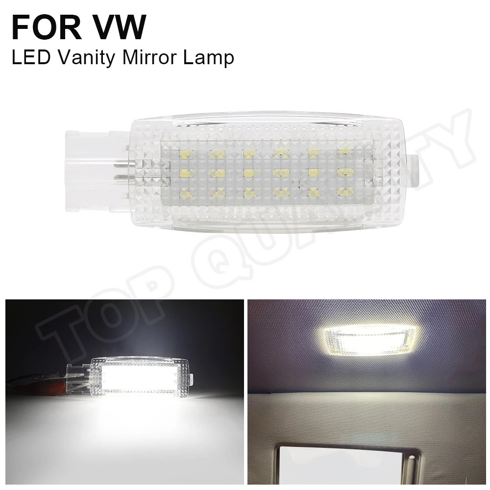 

1pc For VW Passat B5 B6 B7 CC Golf 4 5 6 7 Jetta Polo Tiguan Touran LED Interior Vanity Mirror Lamps For Skoda Fabia Seat Leon