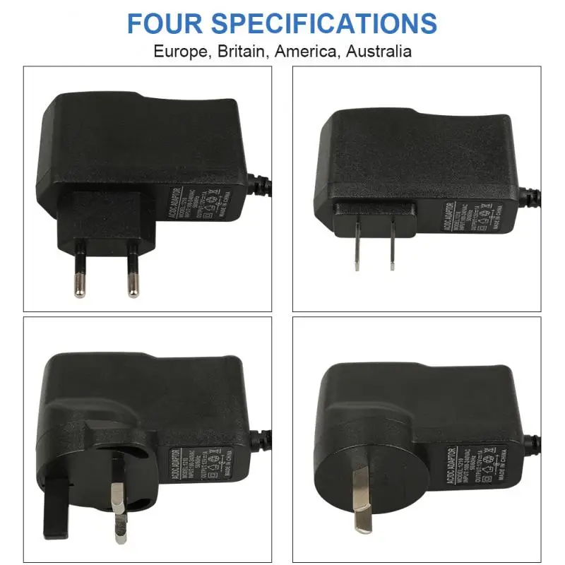 Adaptor pengisi daya AC 110-240V DC 12V 1A Universal, adaptor pengisi daya catu daya Eu AS untuk Strip lampu LED