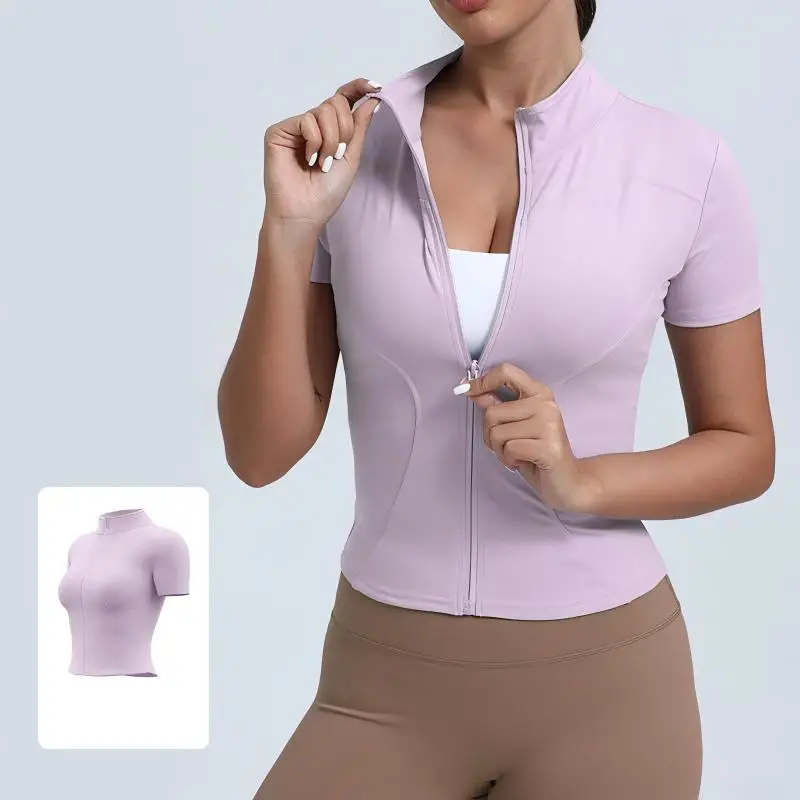 

New high-elastic yoga outfit - tight-fitting running, nude feeling fitness, sports top - short-sleeved women's style