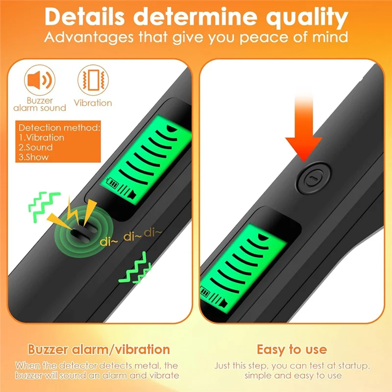 AA08-Metal Detector, Detector With Audible & Alerts 360° Scanning Handheld Metal Detector Treasure Finder For Metal Object