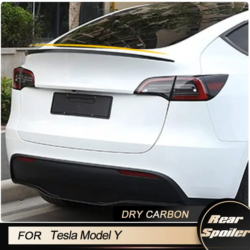 Car Rear Trunk Spoiler Wings for Tesla Model Y Sport Utility 4-Door 2019-2023 Rear Spoiler Boot Lid Wing Lip Prepreg Dry Carbon