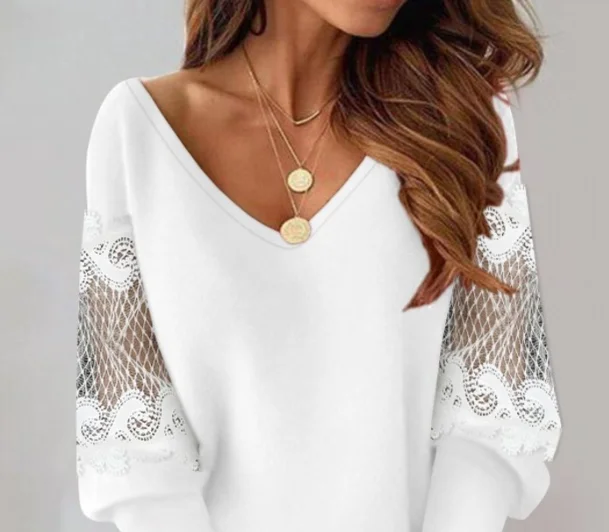 Autumn Winter White Lace Dress For Women's Casual Spliced ​​Lantern Sleeve Party Mini Dresses Women Fashion Elegant Vestidos