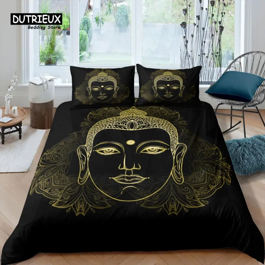 Home Living Luxury 3D Buddha Bedding Set Girls Duvet Cover Set Pillowcase Kids Bedding Set Queen and King EU/US/AU/UK Size