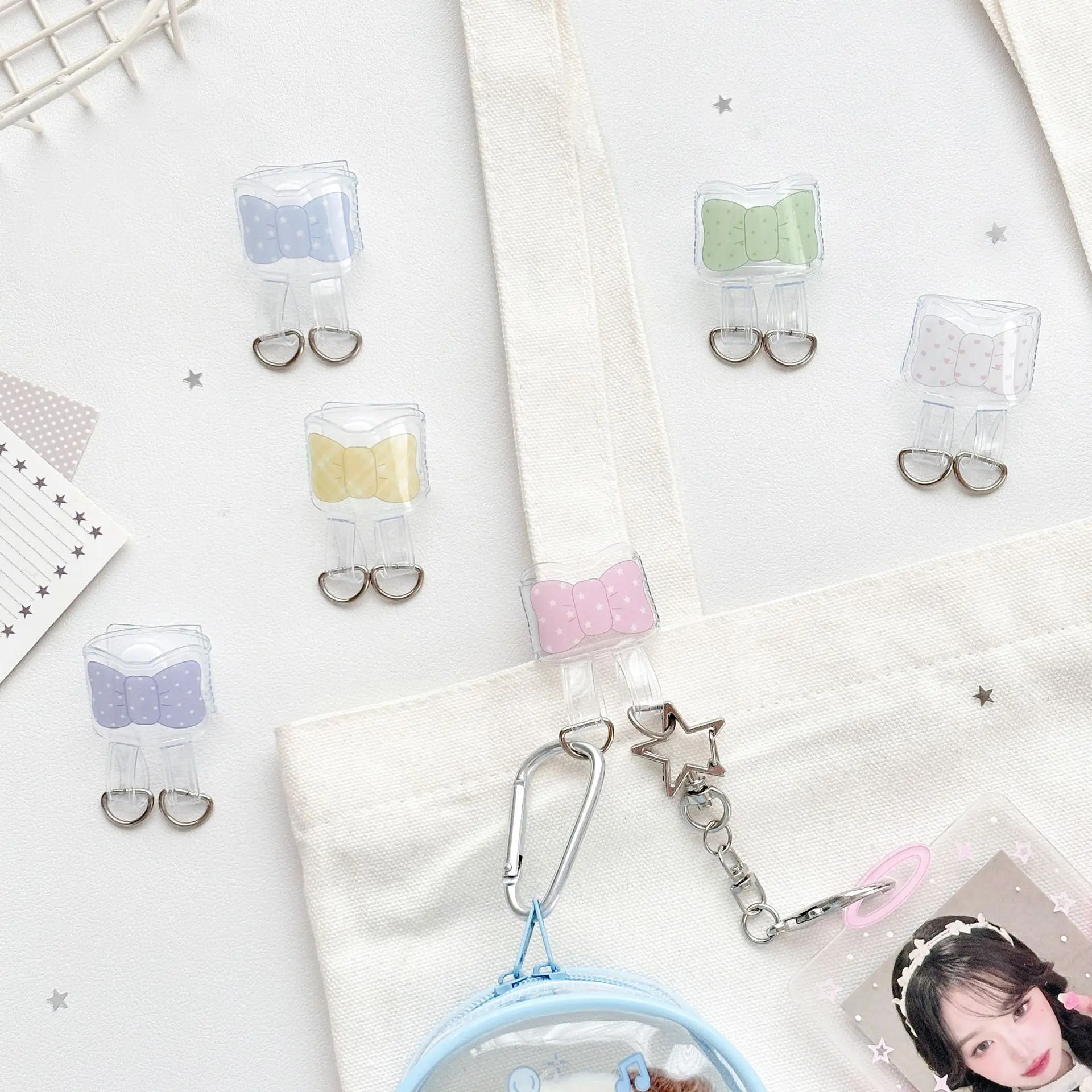 Bow Bag Extension Buckle Kpop Ita Bag Canvas Bag Keychain Transparent Bag Charm Bag Clip Card Holder Buckle