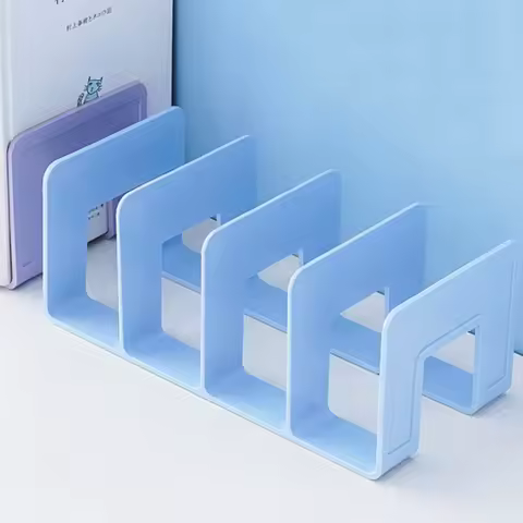 Book Holder Display Desktop Bookends Bookshelf Sturdy Divider Book Stand 4 Grid Simple Desk File Sorter Book Storage