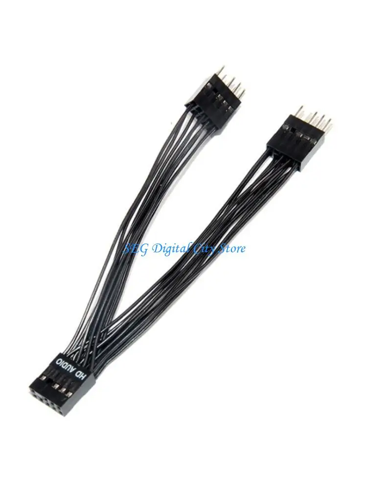 U75B DIY Extension Cable for Motherboard High Definition 9 Pin Female to Male 1 to 2 Y Split Cable for PC 10cm Black