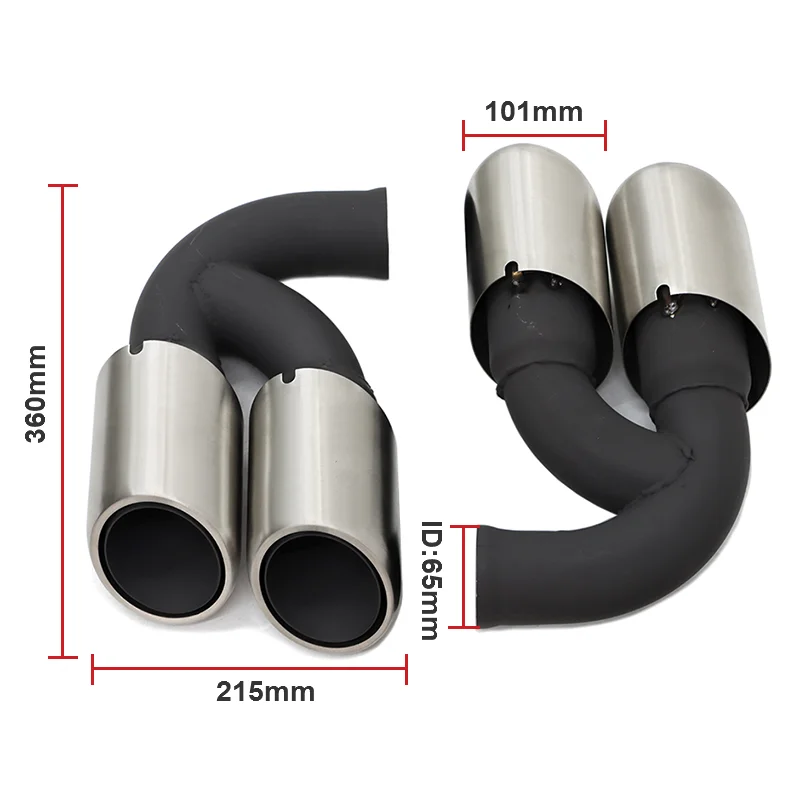 Black Quad Exhaust Tips for Porsche Cayenne 958 92A V6 2011-2014 Direct Fit Stainless Tailpipe for Factory Square Tip