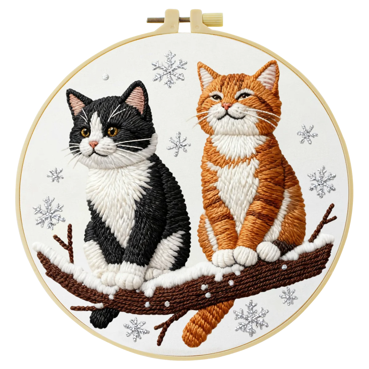 1 Stück 20X20CM/15X15CM 7,87/6,3 Zoll Katzen-Stickerei-Starter-Kit DIY-Kit DIY-Stickerei-Set für Anfänger Nähkunst – Detail 3