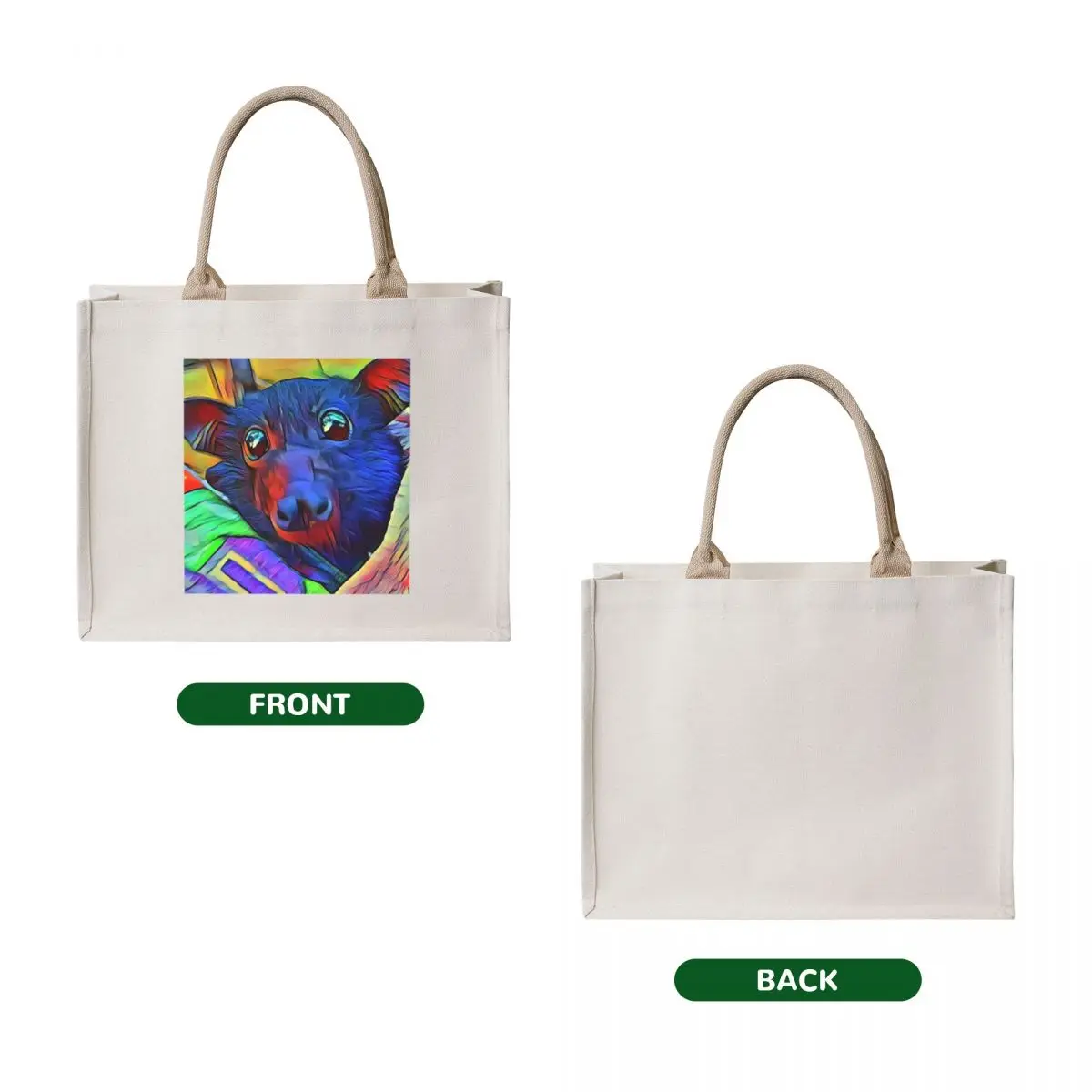 James The Baby Bat Multi Color . Tote Bag shopper bags Women's beach bags hand bag ladies custom canvas bag