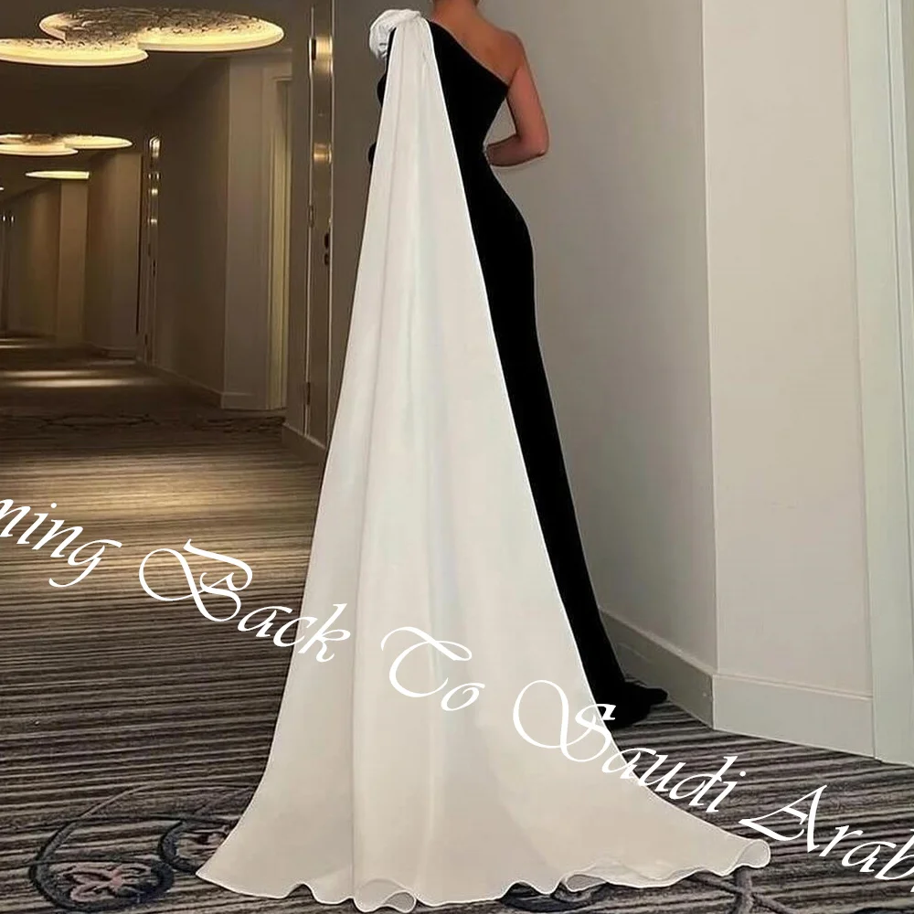 Customized Classic Contrast Color Flowers Floor Length Straight Vestidos De Fiesta Jersey One Shoulder Vestidos Para Mujer