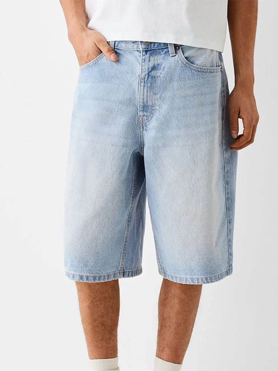 Men Denim Shorts Zipper Button Closure Summer Casual Shorts with Pockets Male Trendy Fashion Short Jeans for Streetwear Y2K 00s