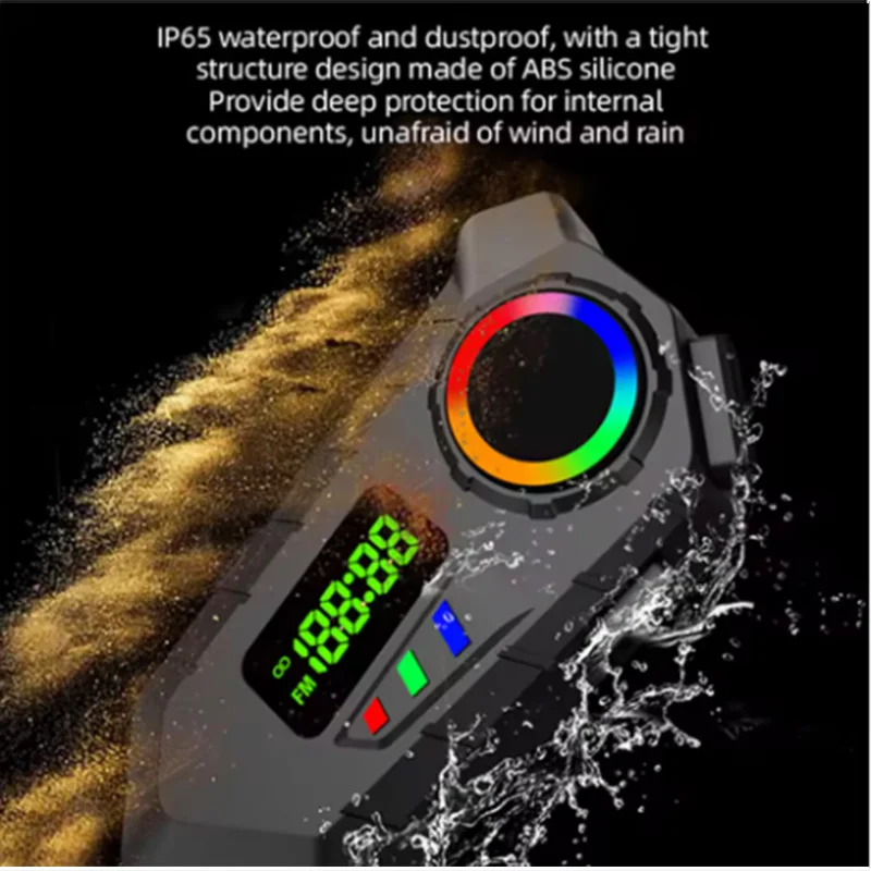 FMラジオ付き新型Y30Aバイクヘルメットヘッドセット、LCDディスプレイ、Bluetooth 5.4、防水バイクヘルメットイヤホン