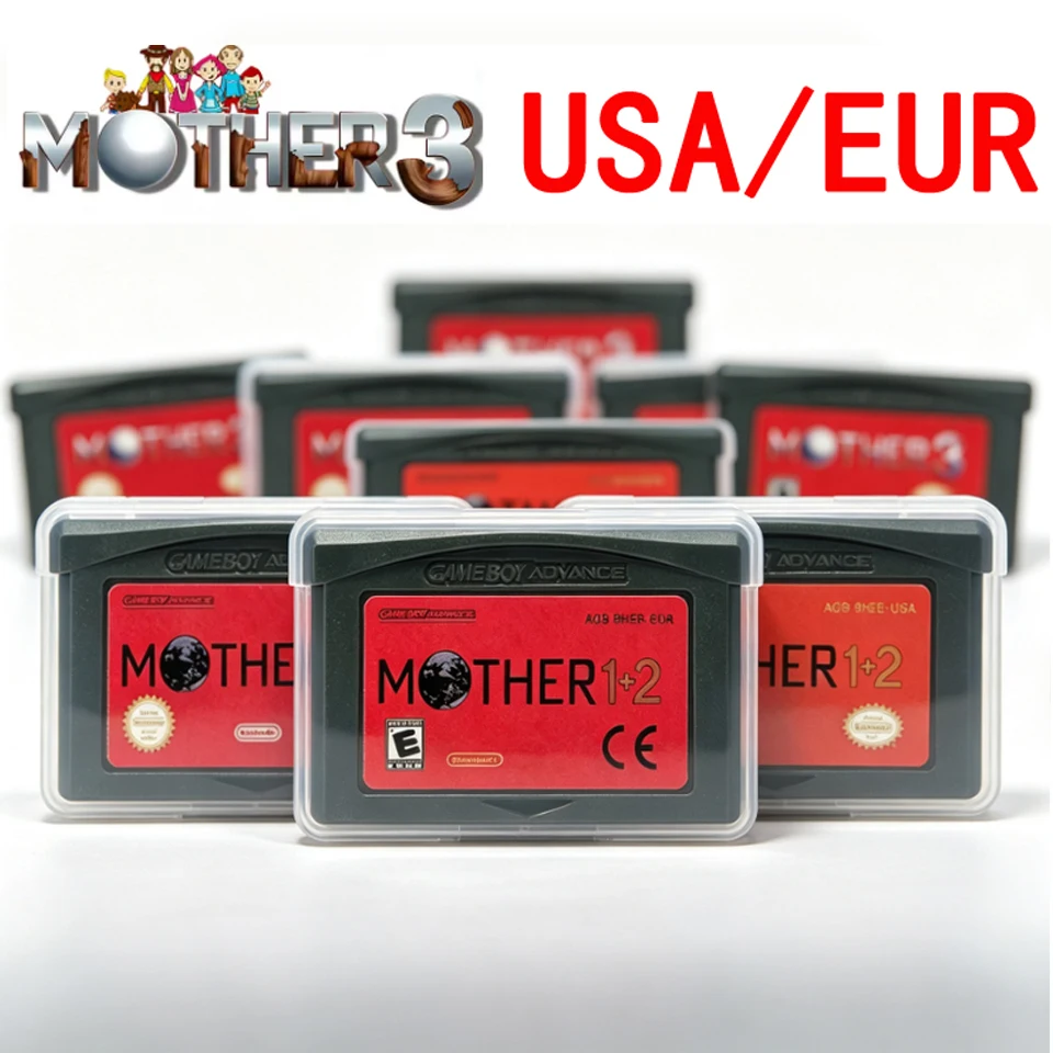 #Mother Series GBA Game Cartridge 32 Bit Video Game Console Card Mother 1 2 3 USA/EUR/ESP/FRA Version Gray Red Shell for GBA NDS