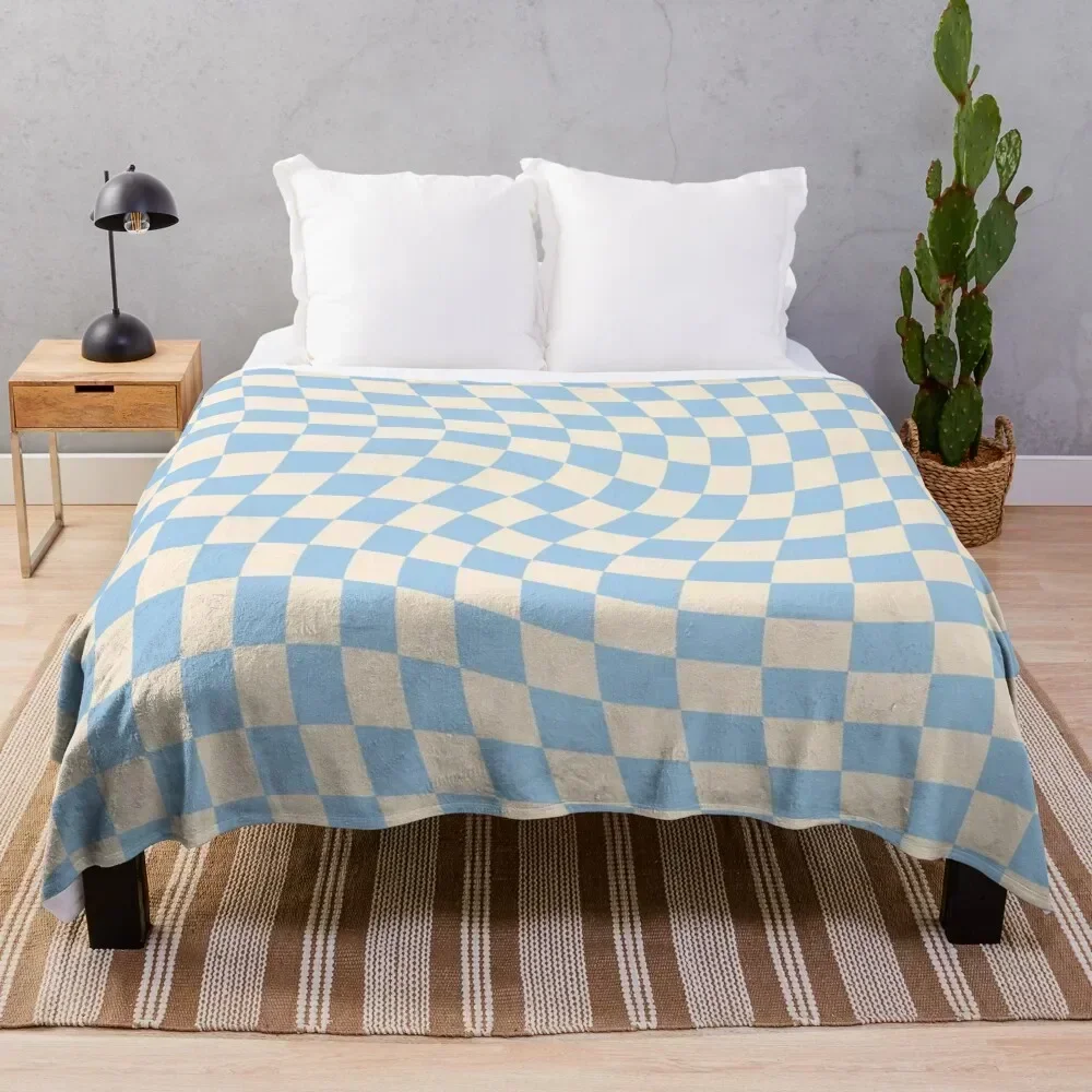 

Check II - Baby Blue Twist Throw Blanket Cozy Home Blanket Gift for Christmas Holiday