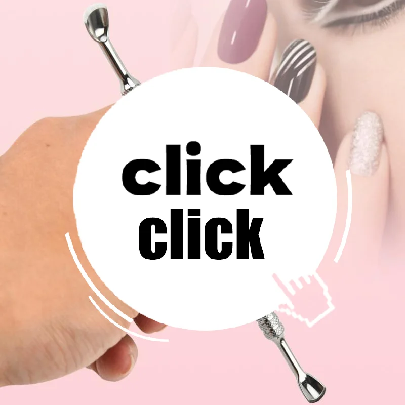 Empurrador de cutícula de aço inoxidável, formato de dupla face, ponta dupla, levantador de unha encravada, aparador, ferramentas de cuidados com a arte do prego