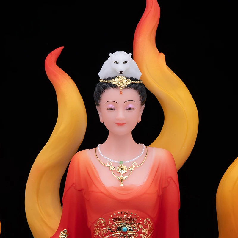 The statue of the nine girls, Hu Xian, white marble, embroidered and prosperous, painted to attract wealth, attract smoke