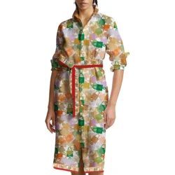 New Women Dress 2025 Party Dresses Long Sleeved Classic Single Breasted Button Belt Fashion Shirt Dress Office Ladies Dress