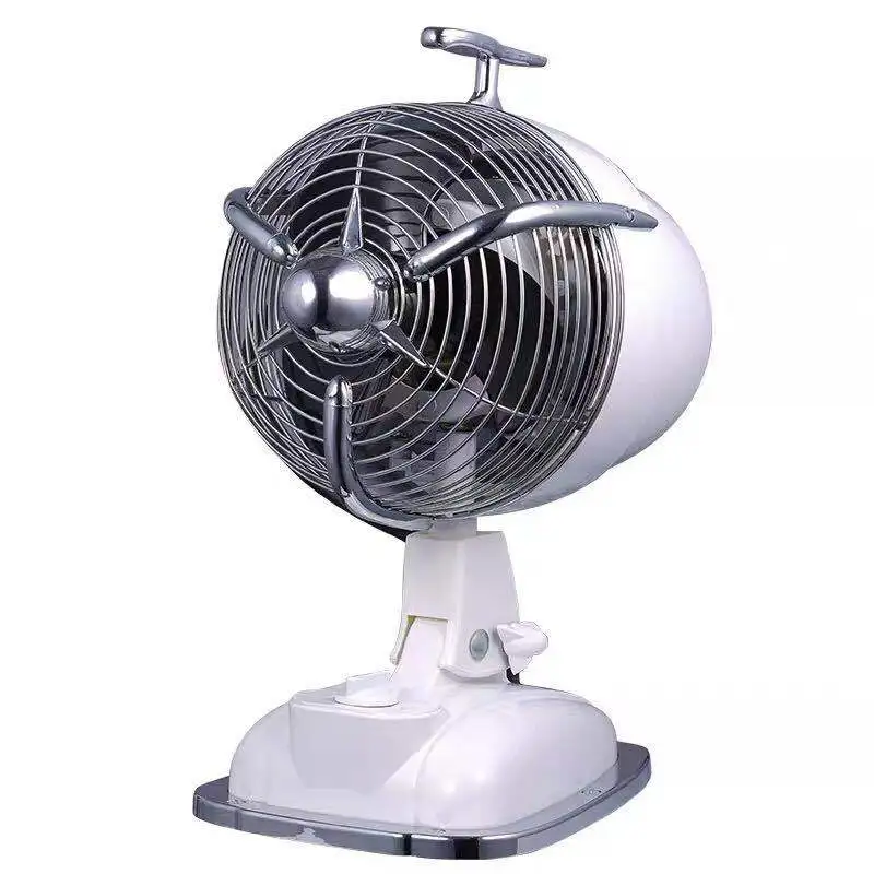 Retro aircraft head electric fan silent antique desktop electric fan shaking head household decorative table fan