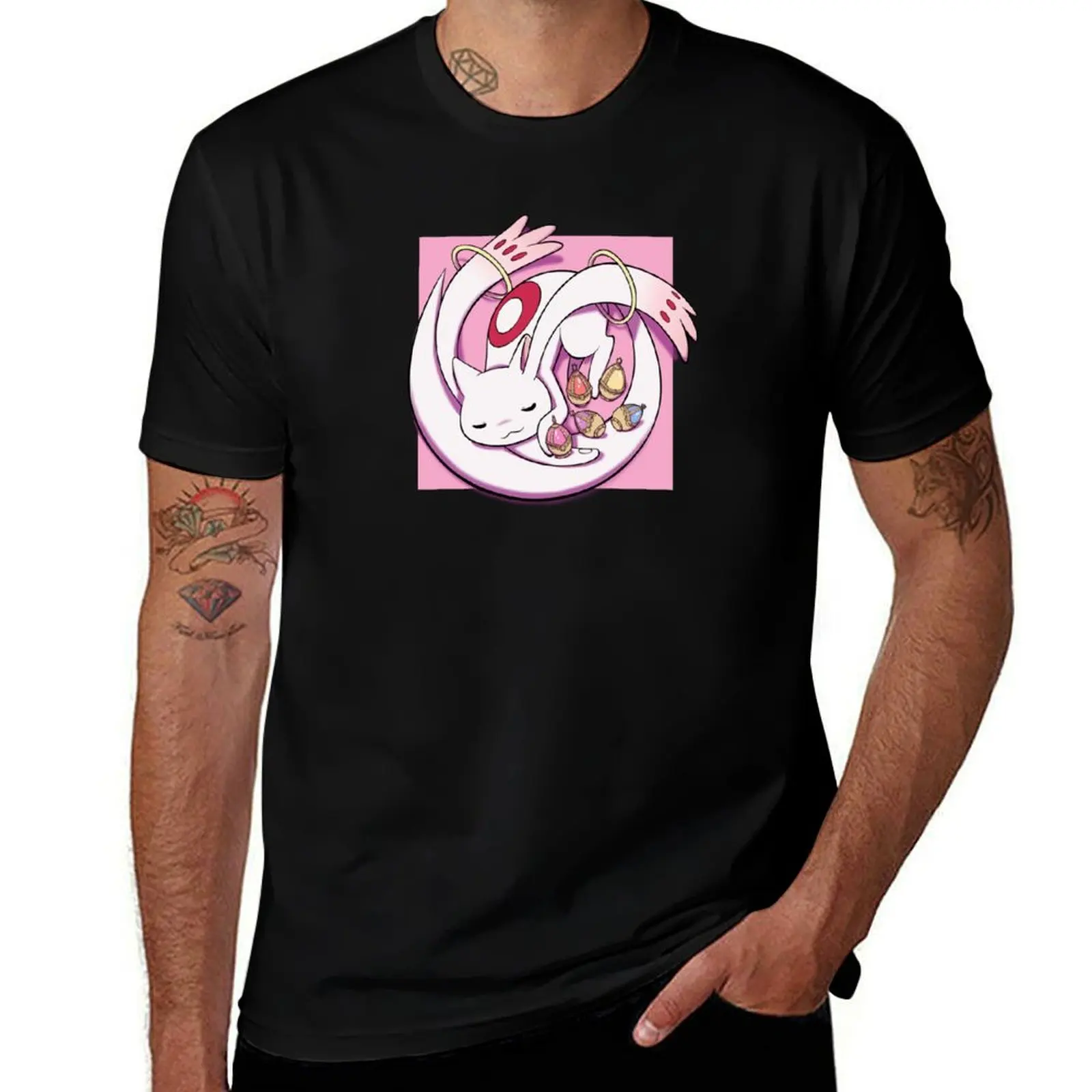 Camiseta Sleepy Kyubey, camiseta para hombre, camisetas gráficas para hombre, camisetas divertidas de algodón para hombre
