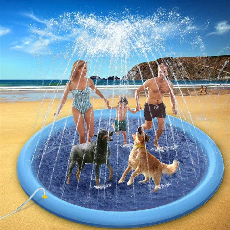 

Anti-Slip Dog Pool Dog Splash Pad Doggie Pool,Thicken Sprinkler Pool Summer Outdoor Water Toys Backyard Fountain Play Mat