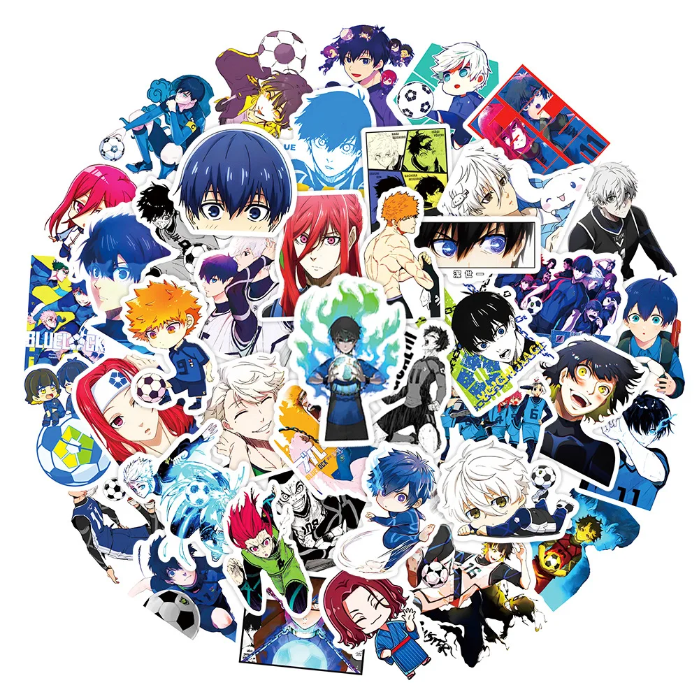 50pcs Cartoon Anime Bluelock Decorative Cup Waterproof Sticker