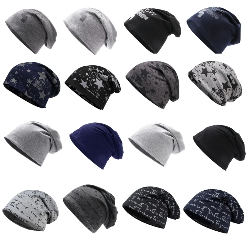 

Versatile Slouchy Beanie Hat Women Men Winter Hat Letter Jacquard Skull Hat