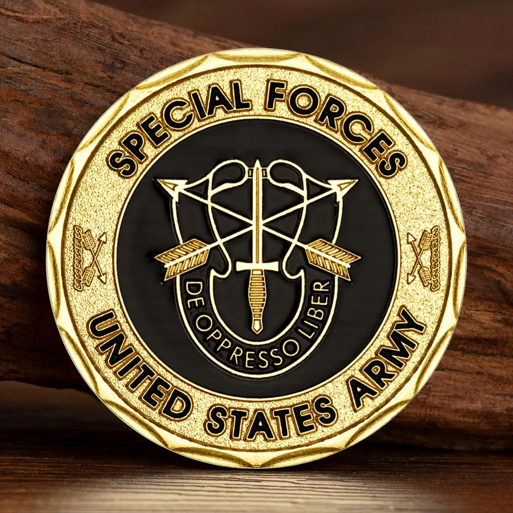 عملة تحدي مطلية بالذهب للقوات الخاصة لجيش الولايات المتحدة تحرير من المهملات العملات التذكارية للقبعات الخضراء